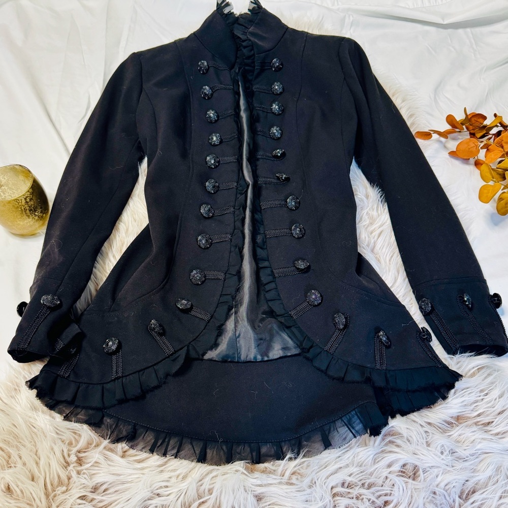 I-N-S-I-G-H-T NY | Ruffle Military Blazer With Button Detail Size 2 - Picture 4 of 12